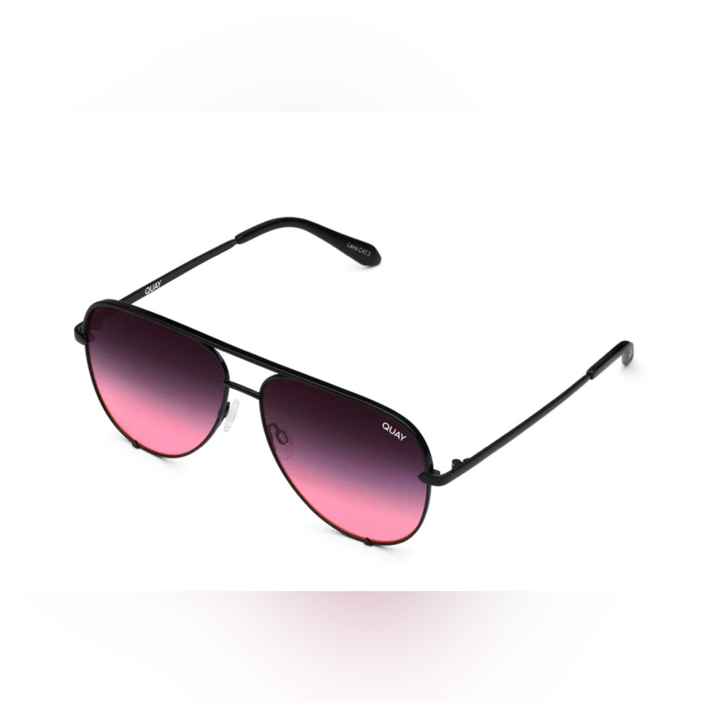Quay High Key Aviator | Black Frame | Pink Fade Lens